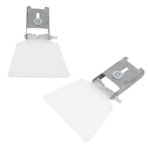 Beefy Bench Grinder Eye Shields Two Piece Kit With 304 Stainless Steel Spark Guards and Lockdown Tool Rest Covers, clear plastic design.