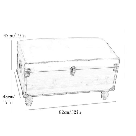Vintage Wood Storage Ottoman Industrial Upholstered Footstool Entryway Shoe Bench Double Door Cube Trunk, measuring 82x43x47 cm.