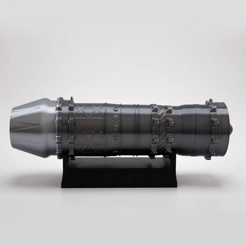 1 To 18 Scale Turbofan Engine Model Kit With Functional Jet Engine And 3D Printed Components Plus LED Light For Ultra Realistic Aircraft Simulation And STEM Education 50 Piece Set, side view on stand