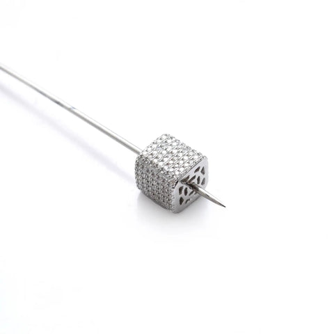 Hella Sparkling Diamond Charm Spacer Beads For Slick DIY Silver Jewelry Craft Projects with smooth square bead design.