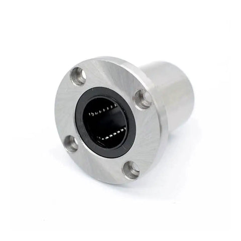 10mm Flange Linear Bearing LMF10UU For 3D Printer And CNC Rod Systems, Smooth Low Friction Guidance For Precise Motion, Durable High Quality Component With Easy Install And Long Life For Reliable Linear Travel. Silver 10mm flange linear bearing with black inner race