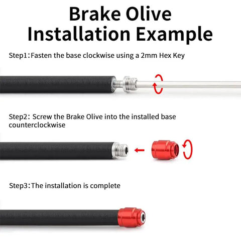 Pro Grade Bicycle Brake Olive Connecting Insert Kit installation steps for Avid SRAM Hydraulic Disc Brakes in red color