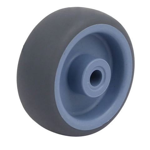 2 Inch Diameter TPR Wheel For Carts And Trolleys With 8.5mm Bore 49 By 22mm Size Quiet Roll Caster Wheel Pulley Roller Four Pieces Low Starting Resistance Smooth Mobility Gray And Blue front view