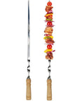 12 Pack 22 Inch Stainless Steel Kabob Skewers With Wide Reusable Nonslip Wooden Handles Heavy Duty BBQ Skewers