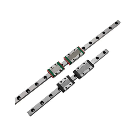 Miniature Linear Guide Rail System MGN7C Carriage 80mm, two rails with multiple carriages, 40mm to 200mm travel, for CNC and robotics