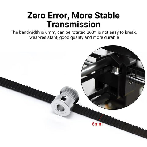 Anti Slip Lab X1 X1S P1P P1S X Y Z Axis Synchronous Belt With Fiberglass Reinforced Rubber For X1 Series 3D Printers, Dust Repelling Surface, 1142mm Or 1442mm Length, Easy Drop In Replacement 6mm belt on pulley for 3D printer motion system