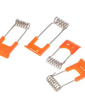 Lawsen Spring Clips Recessed Lighting 20PCS Steel Spring Clamps for LED Downlight Panel Light Ceiling Circlip with Rubber Sleeve, showcasing four metal spring clamps with orange sleeves.