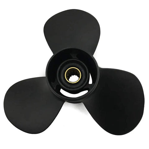 Three Blade Aluminum Propeller For 35 40 50HP Outboard Motors Tohatsu Nissan 13 Spline Rubber Hub 11x15 Thru Hub Exhaust Right Hand