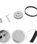 Heavy Duty Timing Belt Pulley Kit With 20 And 60 Tooth Sprockets For 3D Printer Builds, 200Mm Closed Loop Belt, Aluminum Alloy Idler Wheels, 6Mm Wide Track Gear, 6.35Mm Bore Fits Rigid Print Arms, belt and pulleys on white