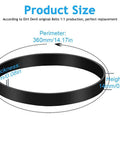 Diagram showing dimensions of Heavy Duty Vacuum Belt Replacement Set 2 Pack For Dirt Devil Featherlite Swivel Glide Powerlite