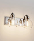 Gold 4 Light Vanity Light Fixture With Globe Clear Glass Shades For Over Mirror Bathroom, Modern Vintage Style