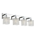 Chrome Crystal Vanity Light For Bathroom Four Light Farmhouse Style Sconces Over Mirror Modern Indoor Wall Fixtures