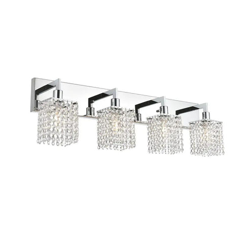 Chrome Crystal Vanity Light For Bathroom Four Light Farmhouse Style Sconces Over Mirror Modern Indoor Wall Fixtures
