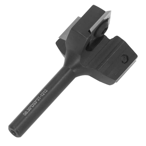Premium 1/4 Inch Shank Router Bit With Anti Backlash Design And Three Carbide Inserts For Smooth CNC Woodworking, showing carbide teeth and shank.