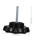 Spare Tire Hold Down Bolt For Cars High Strength Spare Wheel Carrier Screw, black plastic base with measurements shown