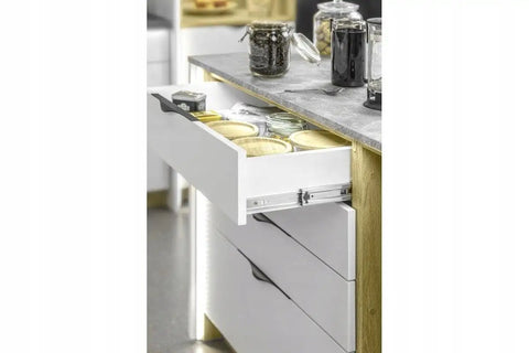 Drawer Runners H45 Versalite Plus Ball Guide With Damping Soft Close For Full Extension Drawers 400 To 600 mm High 40 Kg Load Capacity No Fuss Quick Install Smooth Operation And Long Lasting Rails installed on a kitchen drawer