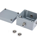 industrial explosion-proof junction box with open lid and fittings