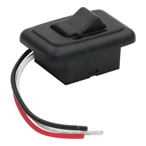 Heavy Duty 12V Dimmer Switch Toggle Universal Rv Marine Boat Led Halogen Lighting, side view with wires, smooth black finish.