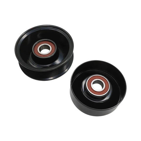 Top Tier Serpentine Belt Drive Component Kit For Ford F-150 2005 To 2014 V8 Models With 4.6L And 5.4L Engines Includes Tensioner Plus Idler Pulleys: two black idler pulleys