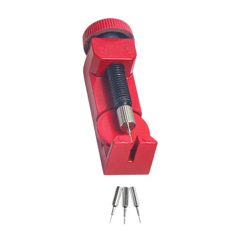 Must Have Watch Link Remover Kit With 4 Piece Set Pro Grade Band Pin Tool featuring a red handle and replacement pins