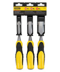 Three Piece Chisel Set With Hardened Chrome Carbon Steel Blades, Short Series For Extra Control, Built Tough For Durable Use