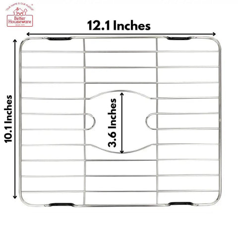 Top view of a Stainless Steel Sink Protector Grid 12 X 10.25 Inch Rust Resistant Non Slip Kitchen Sink Rack