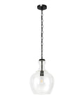 11 Inch Mid Century Modern Pendant Light With Clear Glass Dome Shade And 6 Foot Adjustable Cord For Kitchen Islands, Dining Rooms Or Game Rooms In Blackened Bronze Super Sleek