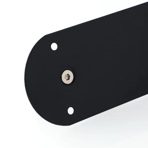 Close-up of 11 Inch Stainless Steel Gate Handle With Matte Black Finish, Easy Push Pull Plate showing mounting holes.