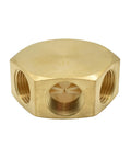 3/8 Inch Brass Round Manifold With Five 3/8 NPT Female Outlets And One Inlet Flat Hex Brass Block For Pneumatic Systems
