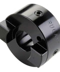 Built Tough Oldham Coupling Hub With Set Screw Mount In Black Anodized Aluminum showing rear view and mounting detail.