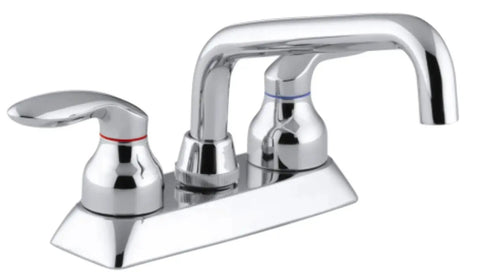 Coralais Utility Sink Faucet With Lever Handles, Polished Chrome Finish, Dual Hot And Cold Water Control, Easy Reach Spout