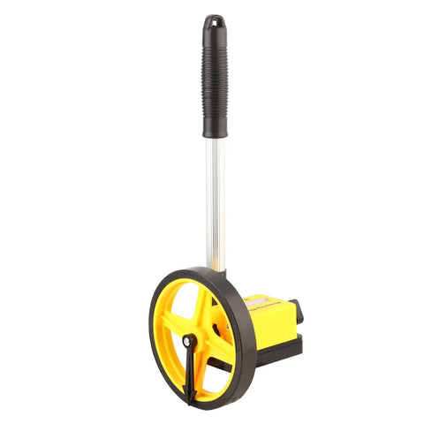 Distance Measuring Wheel with Telescopic Handle (small wheel) view showcasing the durable aluminum alloy and TPR plastic design.