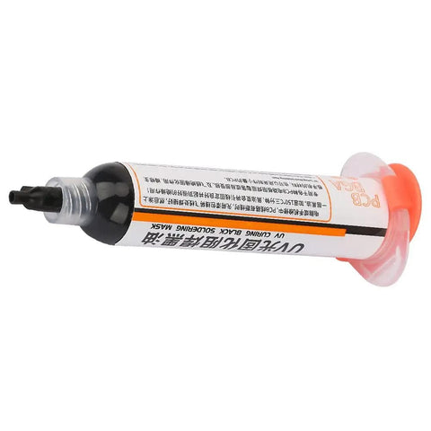Syringe of Light Curing Solder Mask Ink In Black For PCB And BGA Repair, UV Cure Solder Resist For Electronics Maintenance