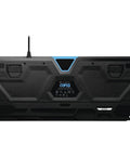 Slick Black RGB Mechanical Gaming Keyboard Featuring Prograde RomerG Switches underside view with hardwired cabling.