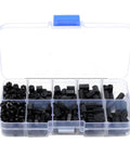 Black Nylon Hex Standoff Kit With Screws And Nuts, 300 Pieces, Corrosion Resistant Insulated Spacers For Electronics, Office And Industrial Use, Great For Diy Projects, Machine Builds, And Tech Installations in organizer case