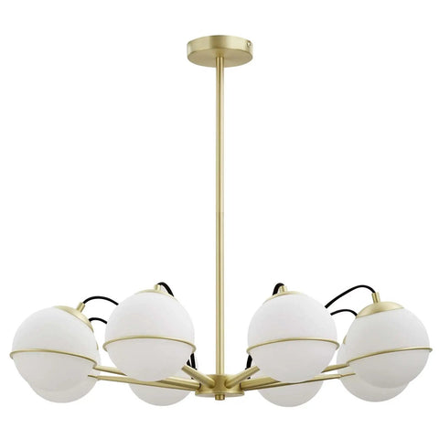 8-Light Chandelier In Opal Gold Ceiling Fixture With Dimmable Glow For Dining Room Living Room Or Kitchen Island E26 Base Bulbs Not Included