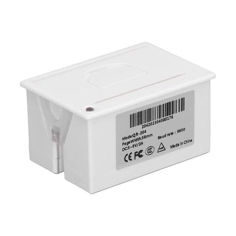 Rock Solid 58mm Thermal Receipt Printer Featuring Embedded Micro Usb And Ttl Serial Port compact white printer with setup panel.