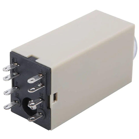 Built Tough H3Y2 Time Relay 8 Pin Base 24 Volts Adjustable Electronic Timer body showing connection pins for precise control.