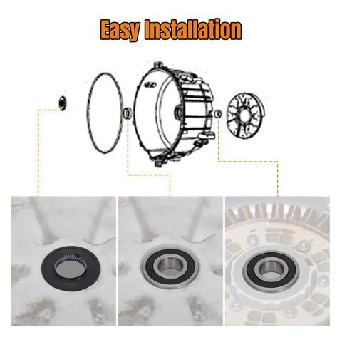 Upgraded Washer Tub Bearings And Seal Kit For Samsung Dc6200156a Heavy Duty Repair Parts showing installation process with components.
