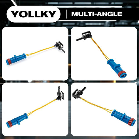 Brake pad wear sensor with blue connector and yellow wires, 4-pack for Mercedes-Benz CLS/S-Class models.