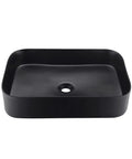 Rectangular Matte Black Vessel Sink Dope Modern Look 22x15 Inches, Top Mount Bathroom Vanity Basin, Porcelain Ceramic Art Sink