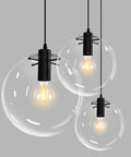 Industrial Clear Glass Globe Pendant Light For Kitchen Loft E27 Socket Adjustable 59In Cord Modern Hanging Ceiling Fixture With 11.8In Globe Diameter UL Listed 1 Bulb Not Included Vintage Yet Contemporary, three fixtures suspended diagonally