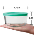 Two Cup Glass Storage Containers With Lids Set Of Four Mint Snugfit Lids Keeps Leftovers Fresh