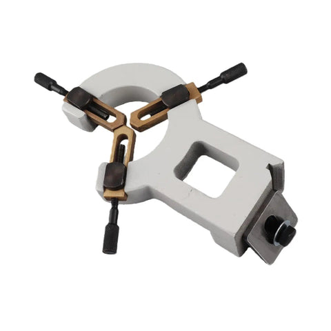 Heavy Duty Cast Iron Wood Lathe Steady Rest With Solid Brass Bushings For Wm 210 And 8X16 Mini Lathe Machine top view, showcasing rugged construction.