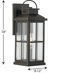 Williamston Collection 1 Light Clear Glass Antique Bronze Farmhouse Outdoor Large Wall Lantern Light For Porch Or Patio, 18 Inch Wide, E26 Medium Base, Weatherproof Aluminum Housing