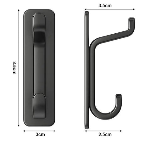 Five Pack Heavy Duty Adhesive Wall Hooks That Hold Up To 22 Lbs No Drill Install Easy On Clean Removal Sleek Black Finish