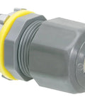 Half Inch Strain Relief Cord Connector Kit 10 Pack with no fuss gripping finger grommet in gray, yellow sealing ring visible