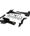 Deluxe Decorative T-Hinge Gate Kit Built Tough in Black Steel Finish with latch, strike, pull, screws, and hardware for gate installation