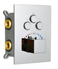 Three Function Brass Shower Diverter With Thermostatic Valve And Pressure Balanced Mixer With Trim In Polished Chrome, front view