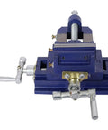 Heavy Duty 3 Inch Cross Slide Drill Press Vise X Y Milling Machine Vise Precision Bench Vise Ductile Iron in blue.